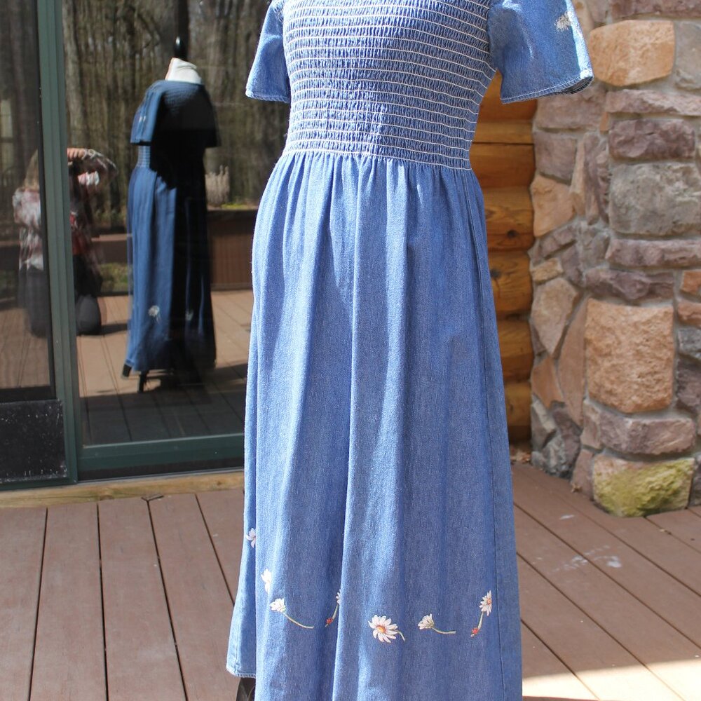 Hand Painted Bobbie Brooks Denim Maxi Dress